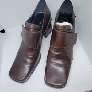 Emilio franco women brown leather chunky heel shoe